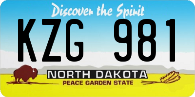 ND license plate KZG981