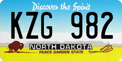 ND license plate KZG982
