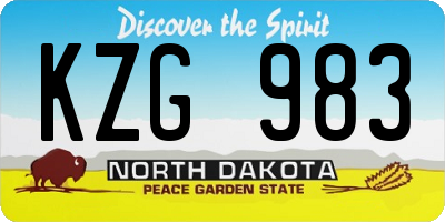 ND license plate KZG983