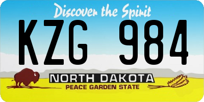 ND license plate KZG984