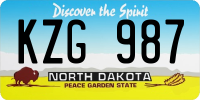 ND license plate KZG987