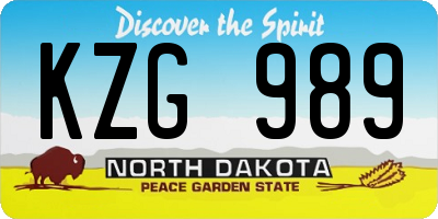 ND license plate KZG989