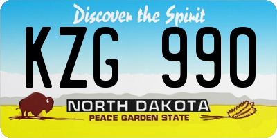 ND license plate KZG990