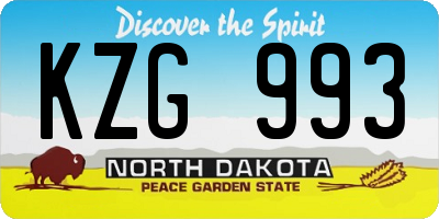 ND license plate KZG993