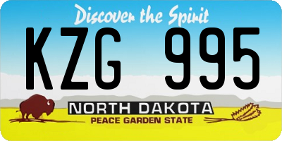 ND license plate KZG995