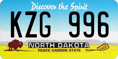 ND license plate KZG996