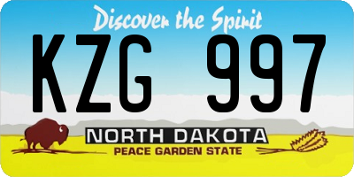 ND license plate KZG997