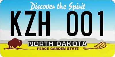 ND license plate KZH001