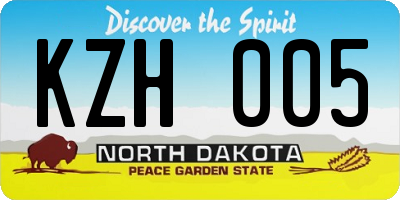ND license plate KZH005