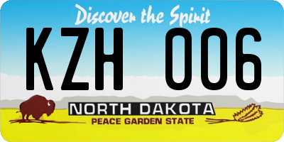 ND license plate KZH006