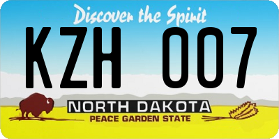ND license plate KZH007
