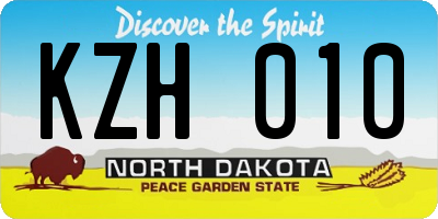 ND license plate KZH010