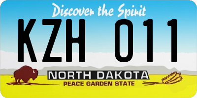 ND license plate KZH011