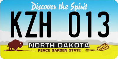 ND license plate KZH013