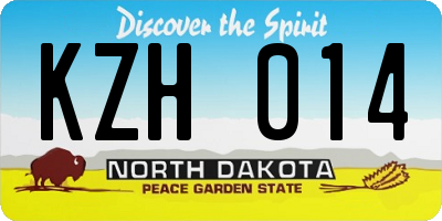 ND license plate KZH014