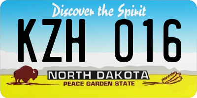 ND license plate KZH016