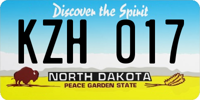 ND license plate KZH017