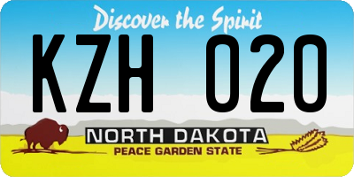 ND license plate KZH020