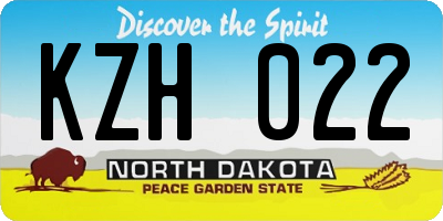 ND license plate KZH022