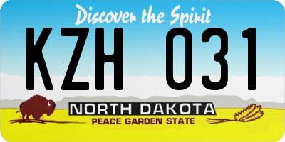 ND license plate KZH031