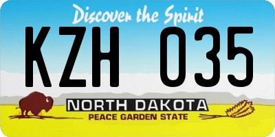 ND license plate KZH035