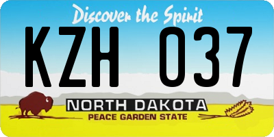 ND license plate KZH037