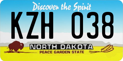 ND license plate KZH038