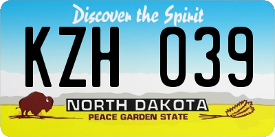 ND license plate KZH039