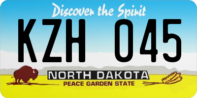 ND license plate KZH045