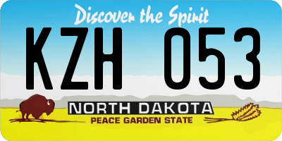 ND license plate KZH053