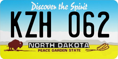 ND license plate KZH062