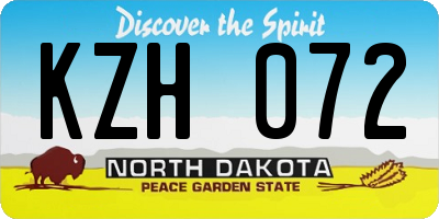 ND license plate KZH072