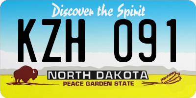 ND license plate KZH091
