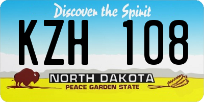 ND license plate KZH108