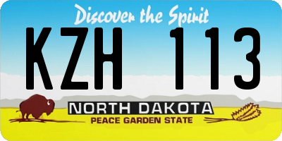 ND license plate KZH113