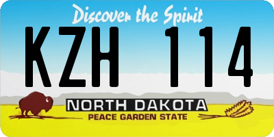 ND license plate KZH114