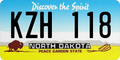 ND license plate KZH118