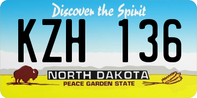 ND license plate KZH136