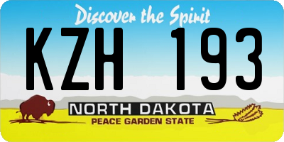 ND license plate KZH193