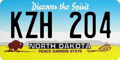 ND license plate KZH204
