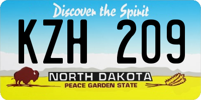 ND license plate KZH209
