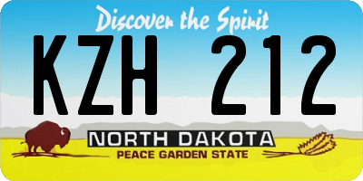 ND license plate KZH212