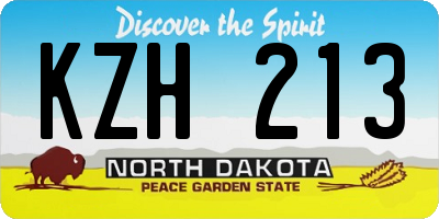 ND license plate KZH213