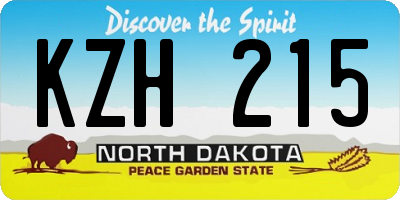 ND license plate KZH215
