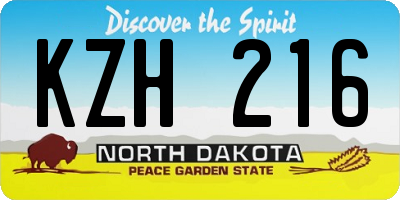 ND license plate KZH216