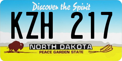 ND license plate KZH217