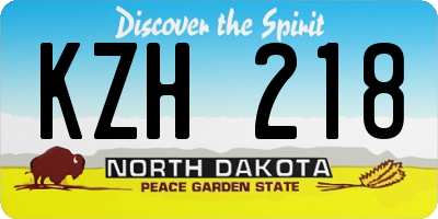 ND license plate KZH218