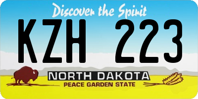 ND license plate KZH223