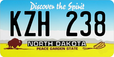 ND license plate KZH238
