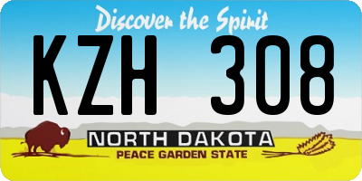 ND license plate KZH308